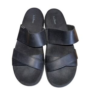 LL Bean WOMENS 7‎ M PRE-OWNED Go Anywhere Strap Sandals Leather All Day Comfort